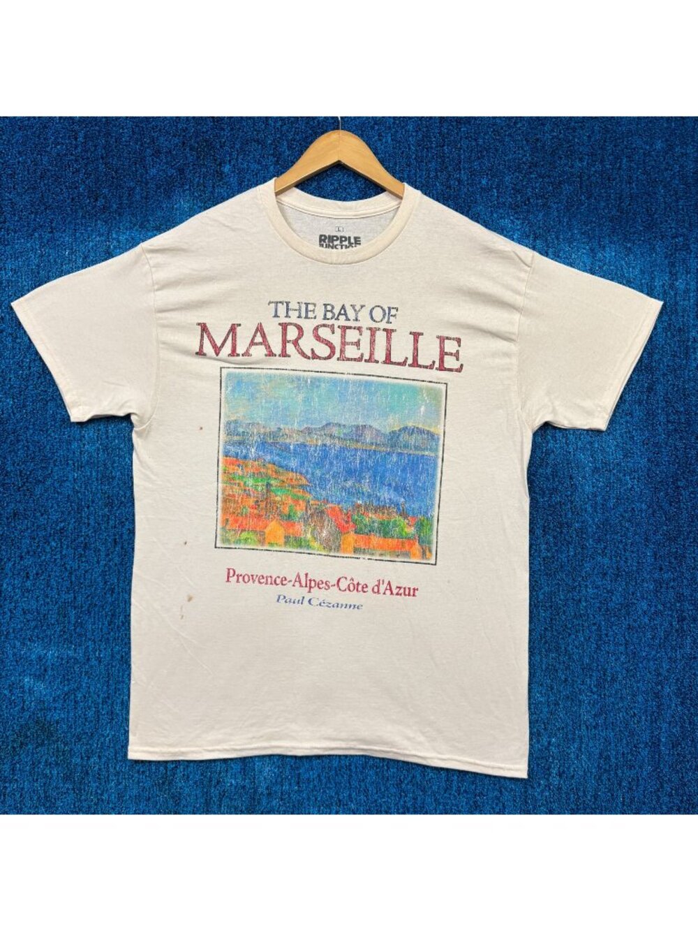 The Bay of Marseille French Art Beige T-Shirt Size Large